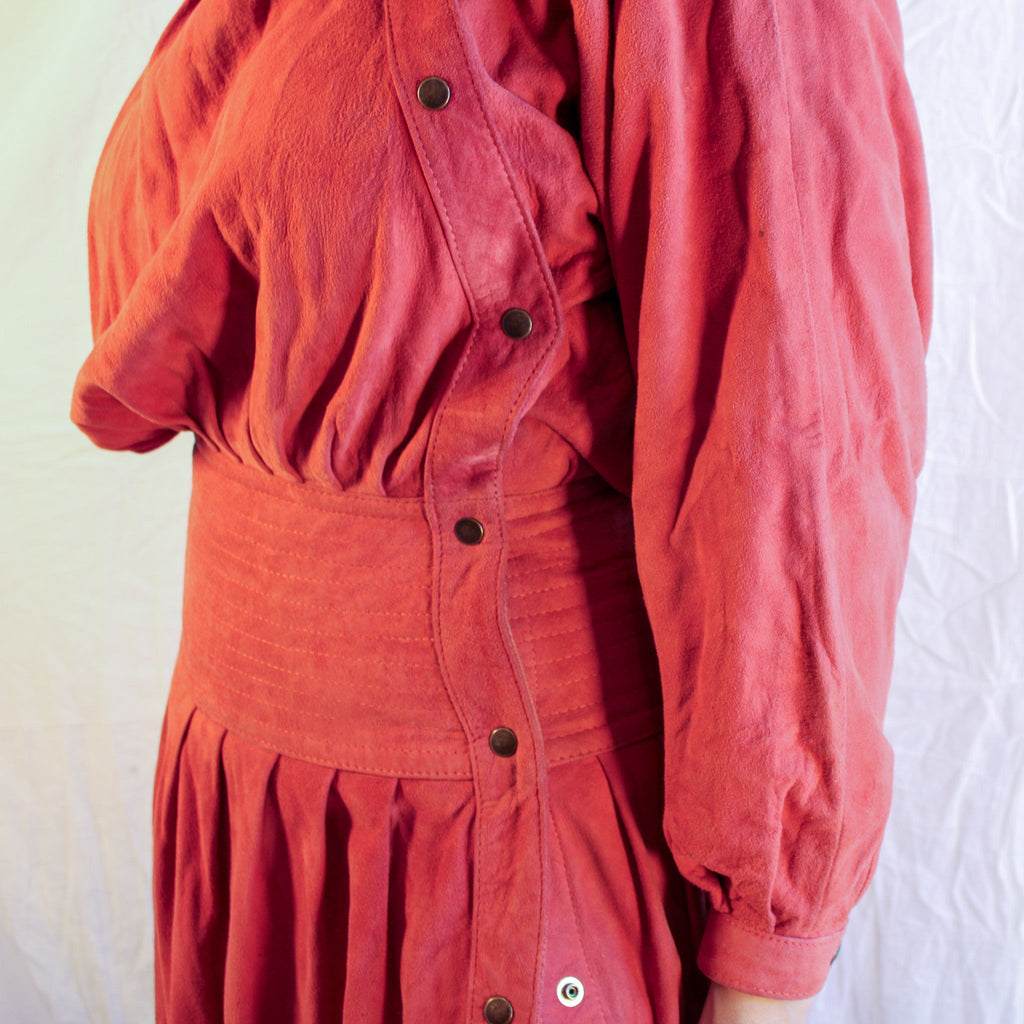 80s privato new york rust suede snap dress, image 1