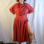 80s privato new york rust suede snap dress, image 3