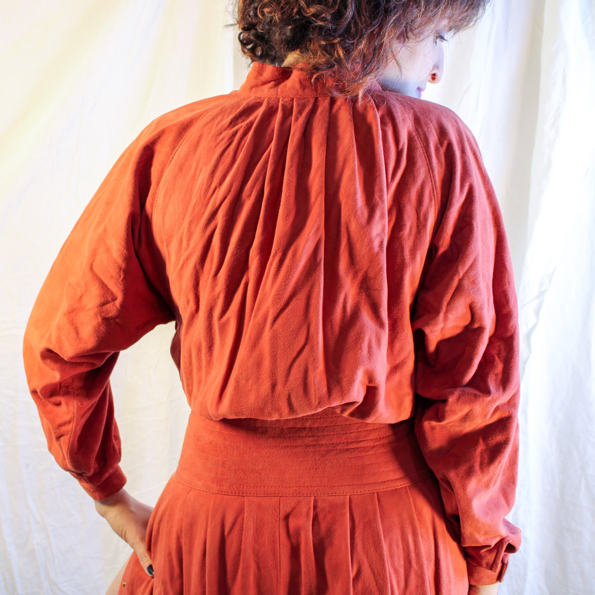 80s privato new york rust suede snap dress, image 6