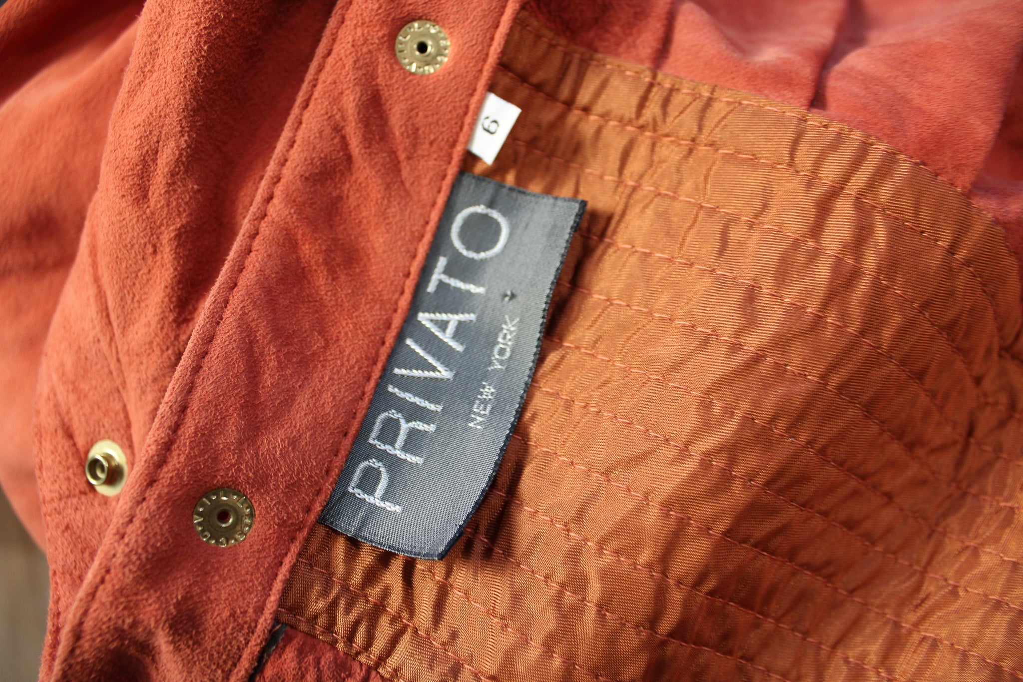 80s privato new york rust suede snap dress, image 8