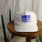 80s FOCUS FOCUS FOCUS made in korea white snapback hat