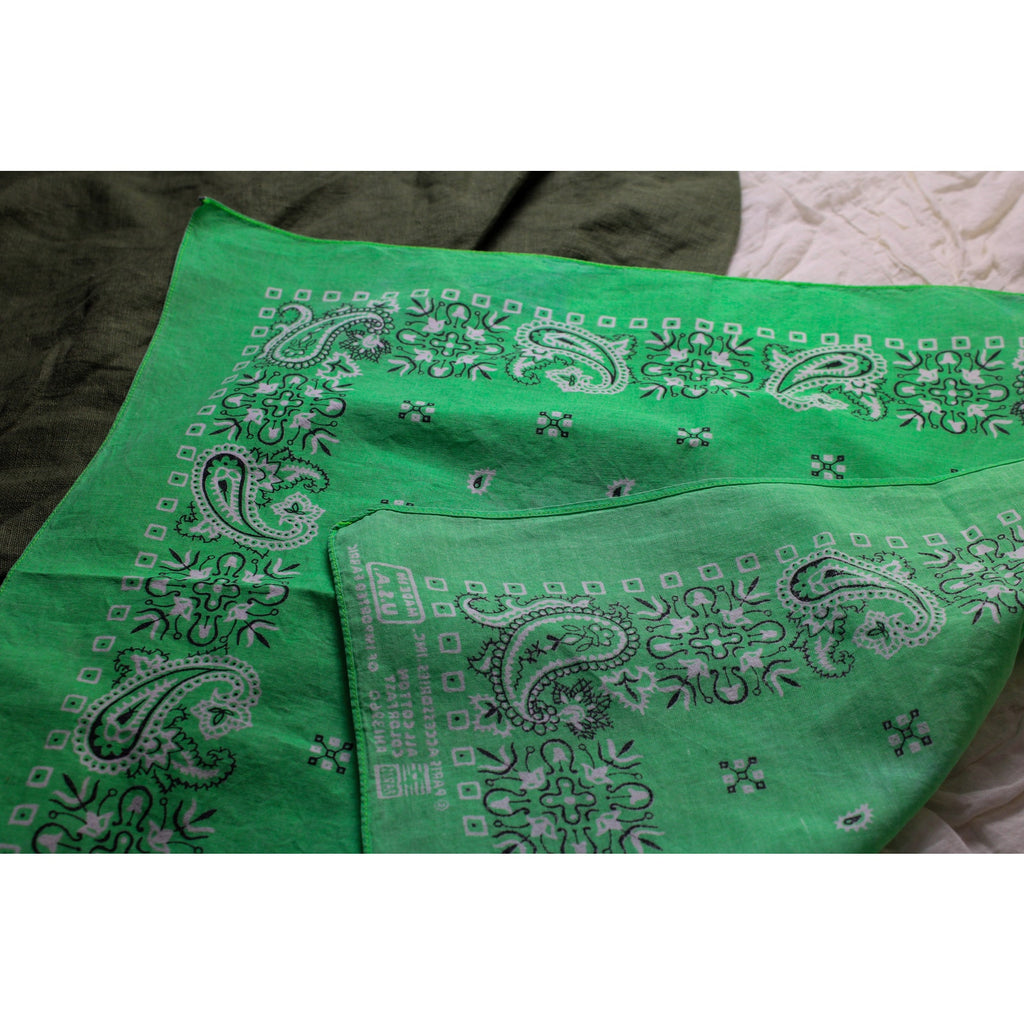 70s/80s Paris Accessories Green Paisley Bandana - Made in USA
