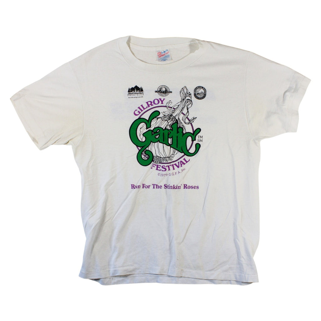 1979 gilroy garlic festival tee – “run for the stinkin’ roses” - single stitch
