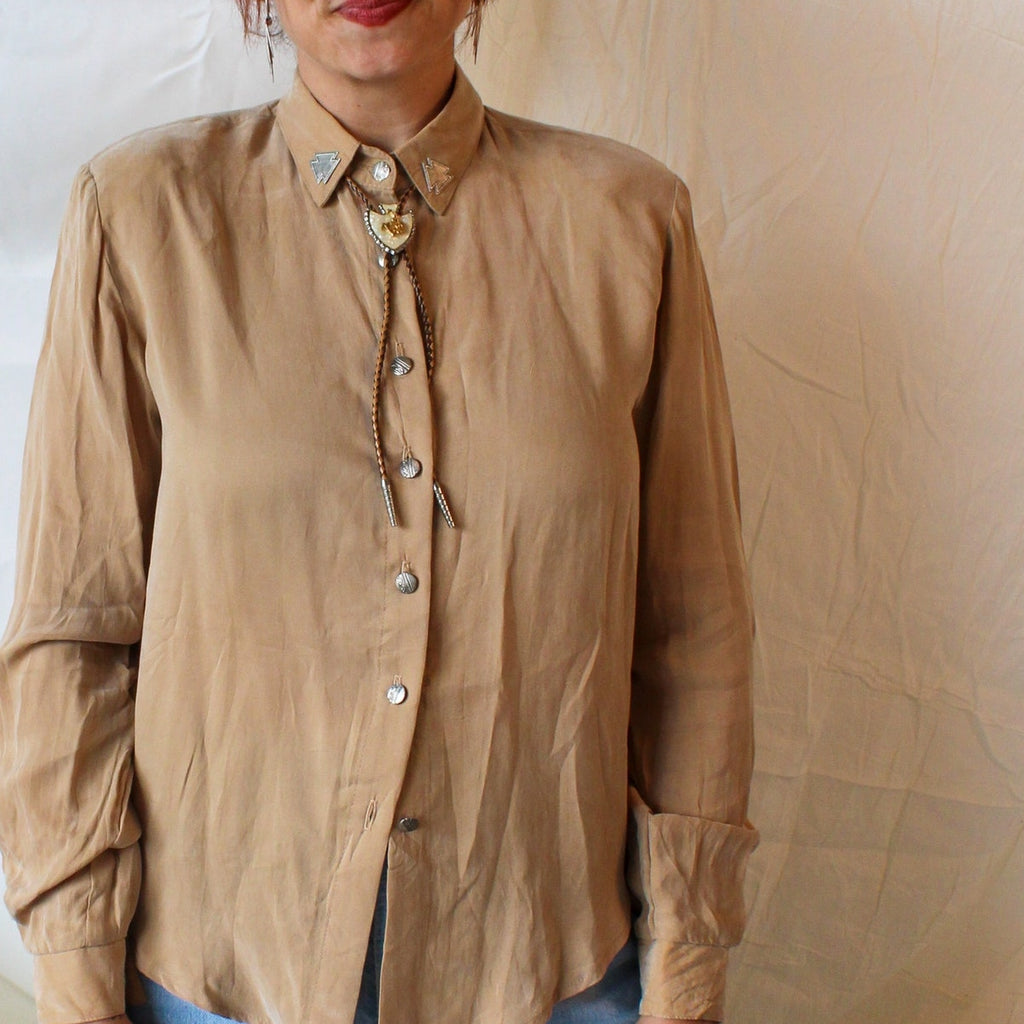 vintage 70s mother of pearl cowboy bolo tie