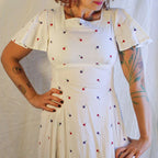 70s embroidered ditsy daisy flower maxi dress