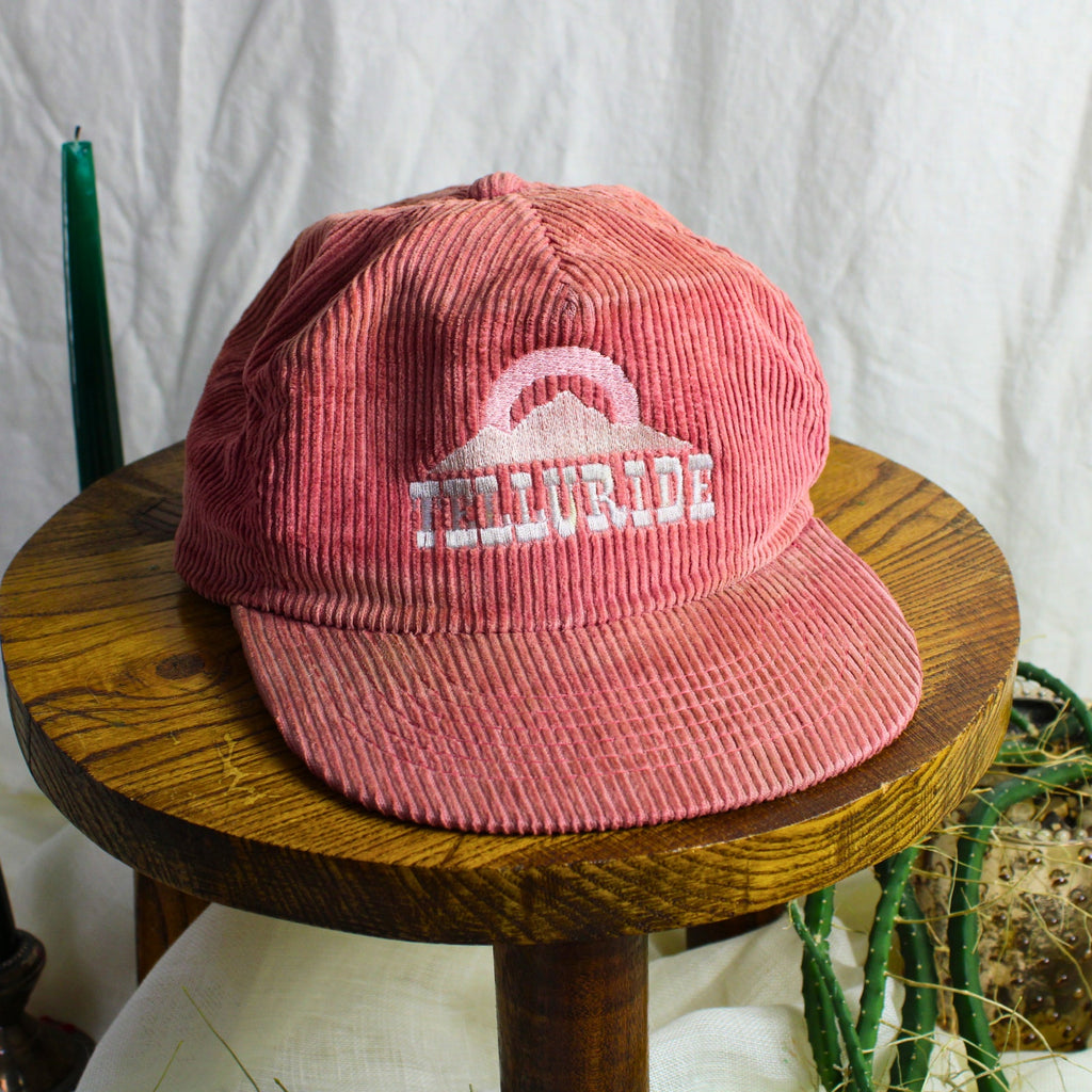 70s/80s - 5-panel corduroy telluride snapback - rare - YKK zipper back