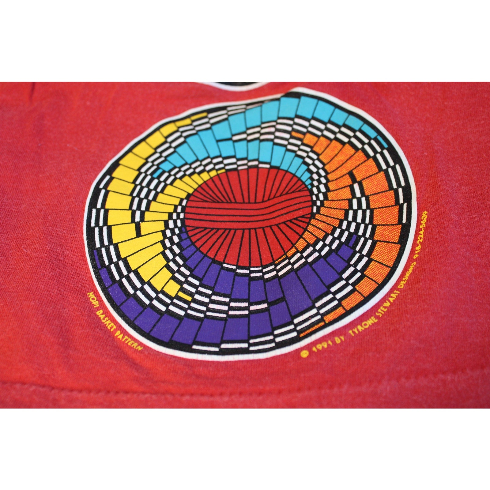 1991 tyrone stewart hopi basket art tee dress made in usa