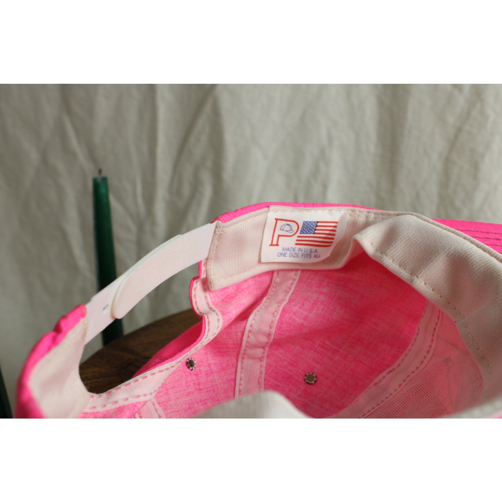 80s made in usa neon pink cycling snapback