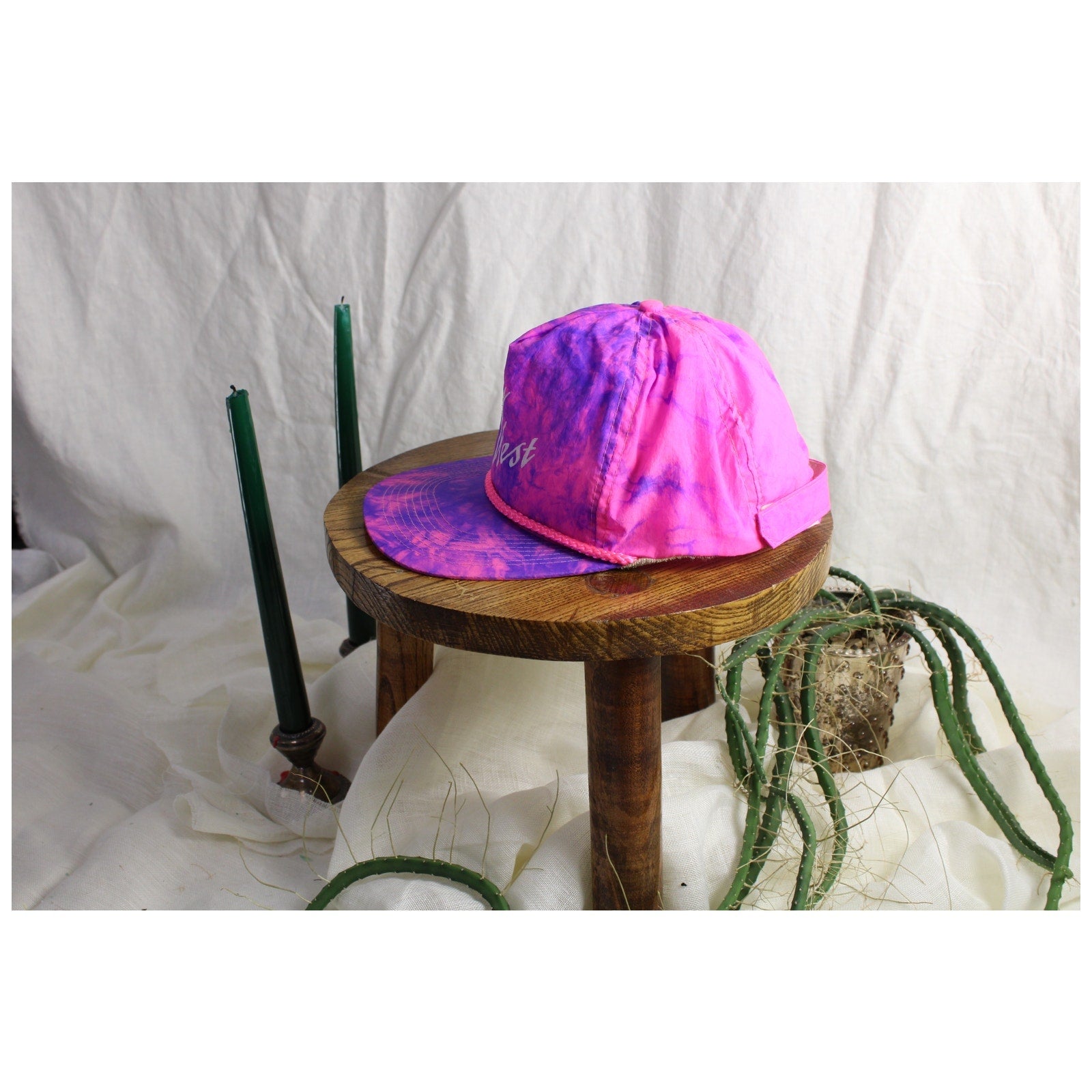 80s key west neon tie-dye nylon hat