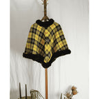 60s ponchos originals arizona yellow plaid fur trim poncho