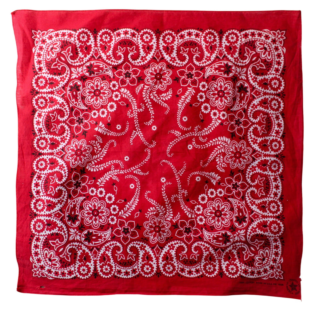 70s crafted with pride in usa rn14193 red paisley bandana- selvedge
