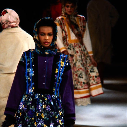 80s kenzo fw1982 paris runway folk floral dress - rare