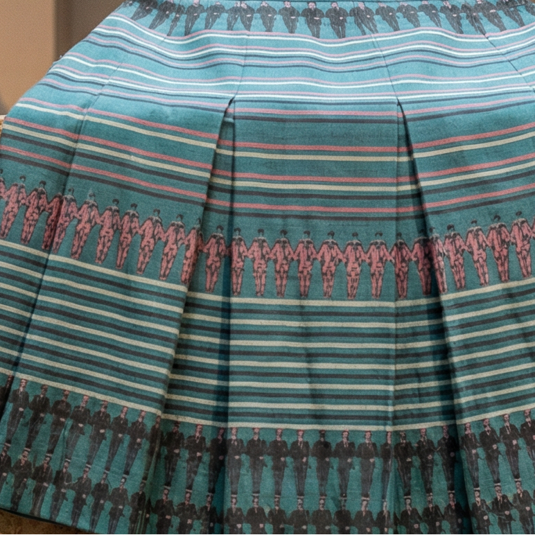 60s gucci psychedelic-equestrian wool pleated mini skirt