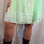 Mint green nylon nightgown with sheer overlay