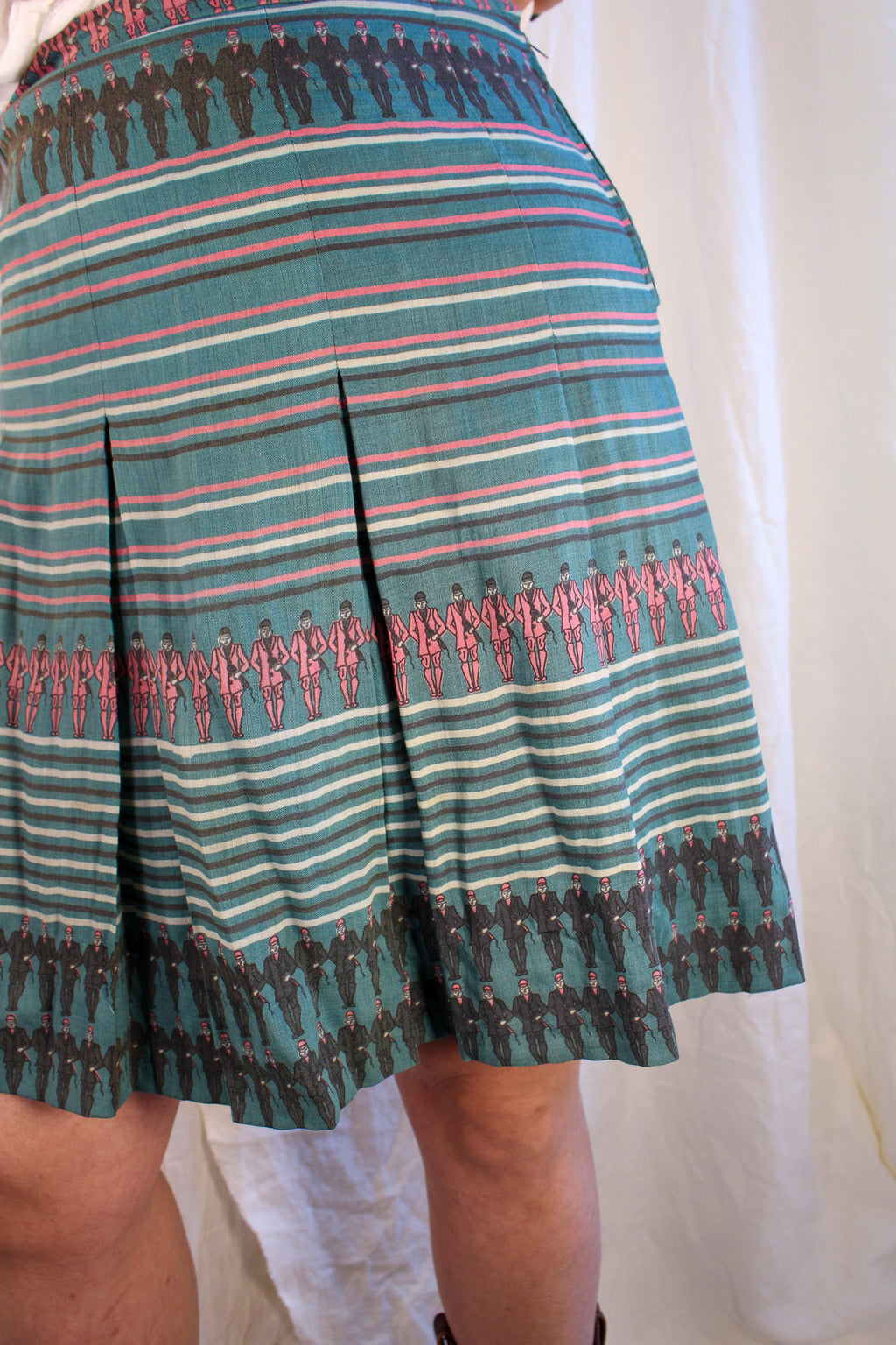60s gucci jockey print wool pleated mini skirt - made in italy