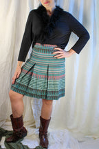 60s gucci jockey print wool pleated mini skirt - made in italy