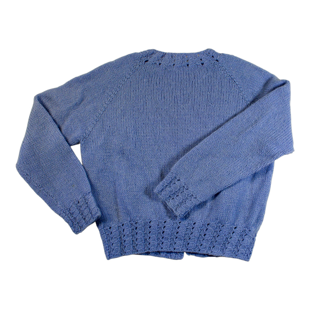 60s handknit periwinkle wool cardigan with mother of pearl buttons