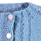 60s handknit periwinkle wool cardigan with mother of pearl buttons