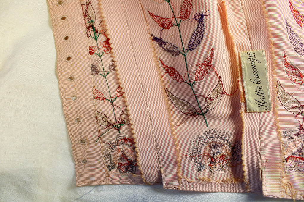 40s RARE museum hattie carnegie sequin floral corset bodice