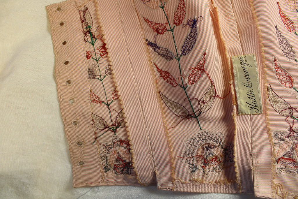 40s RARE museum hattie carnegie sequin floral corset bodice