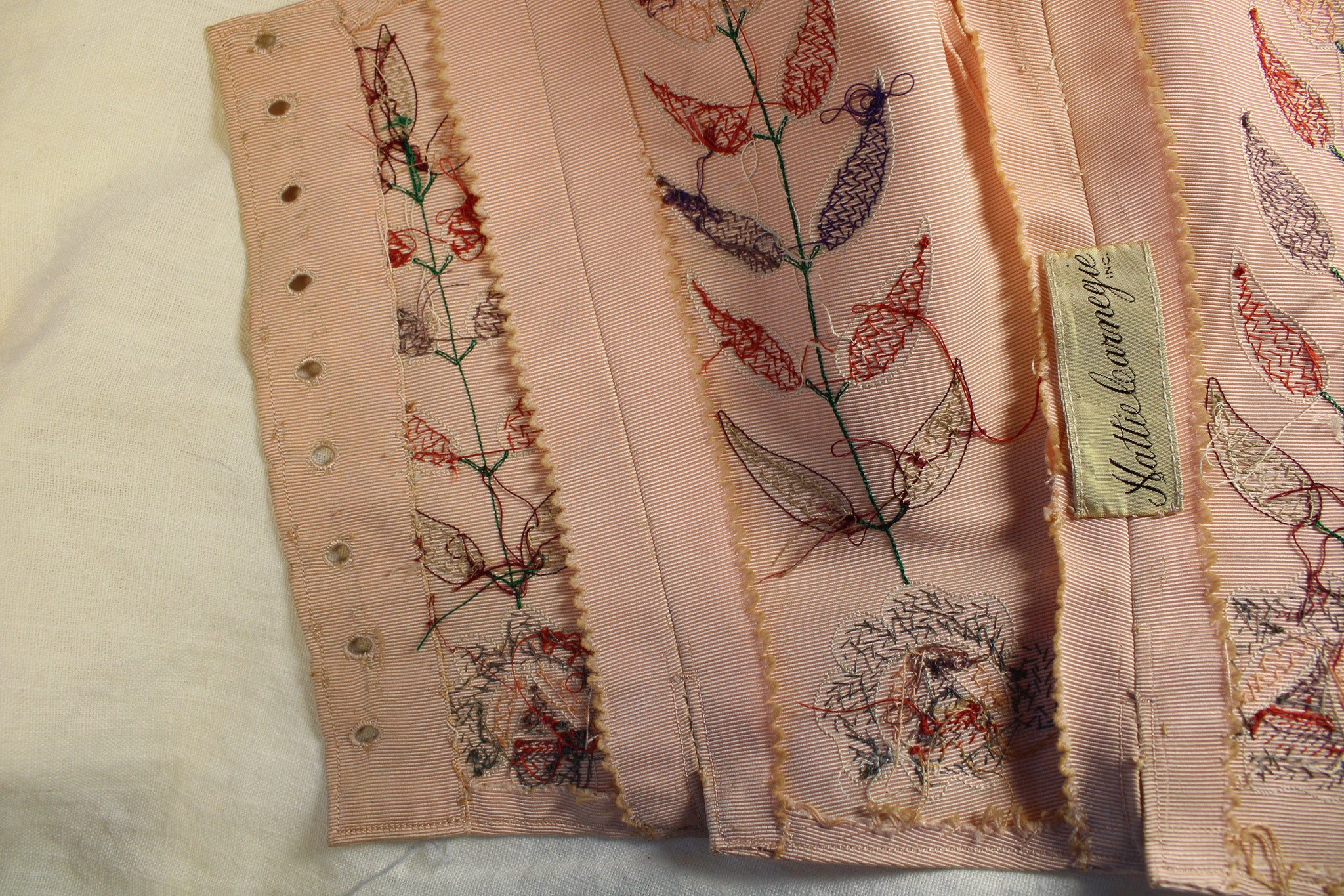 40s RARE museum hattie carnegie sequin floral corset bodice