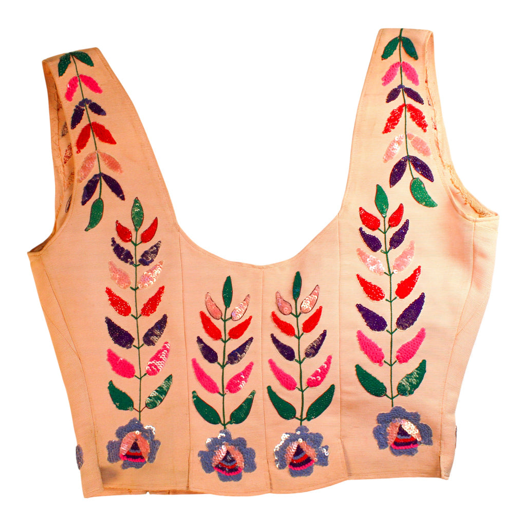 40s RARE museum hattie carnegie sequin floral corset bodice