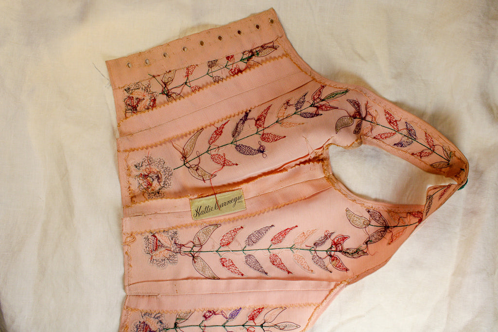 40s RARE museum hattie carnegie sequin floral corset bodice