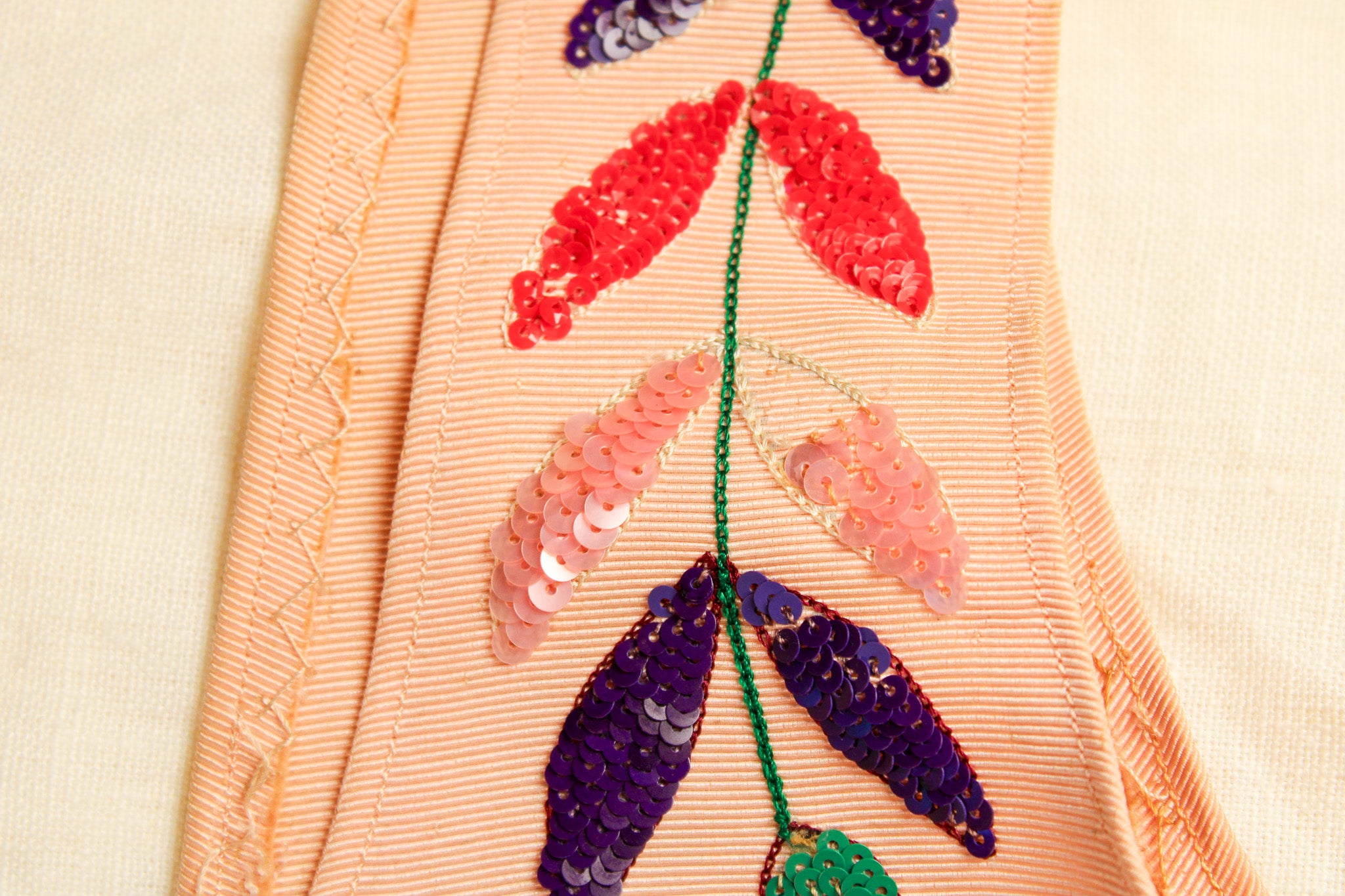 40s RARE museum hattie carnegie sequin floral corset bodice