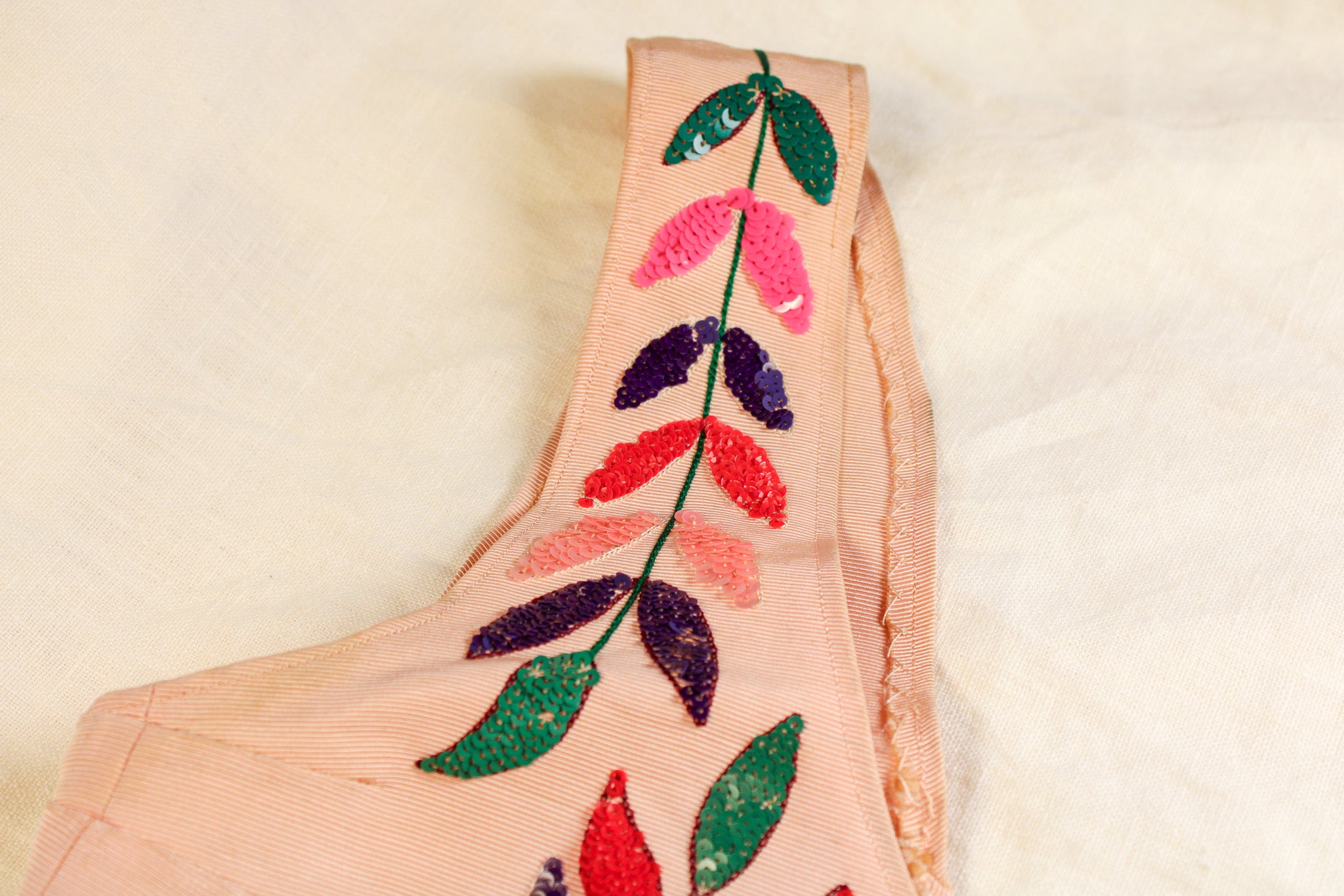 40s RARE museum hattie carnegie sequin floral corset bodice