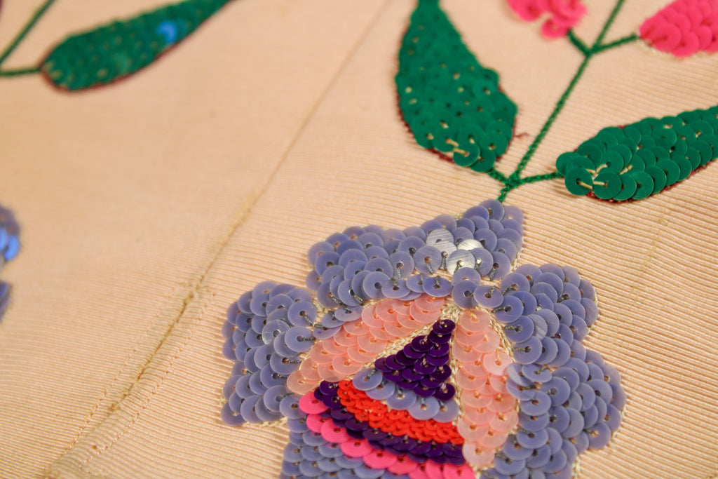 40s RARE museum hattie carnegie sequin floral corset bodice