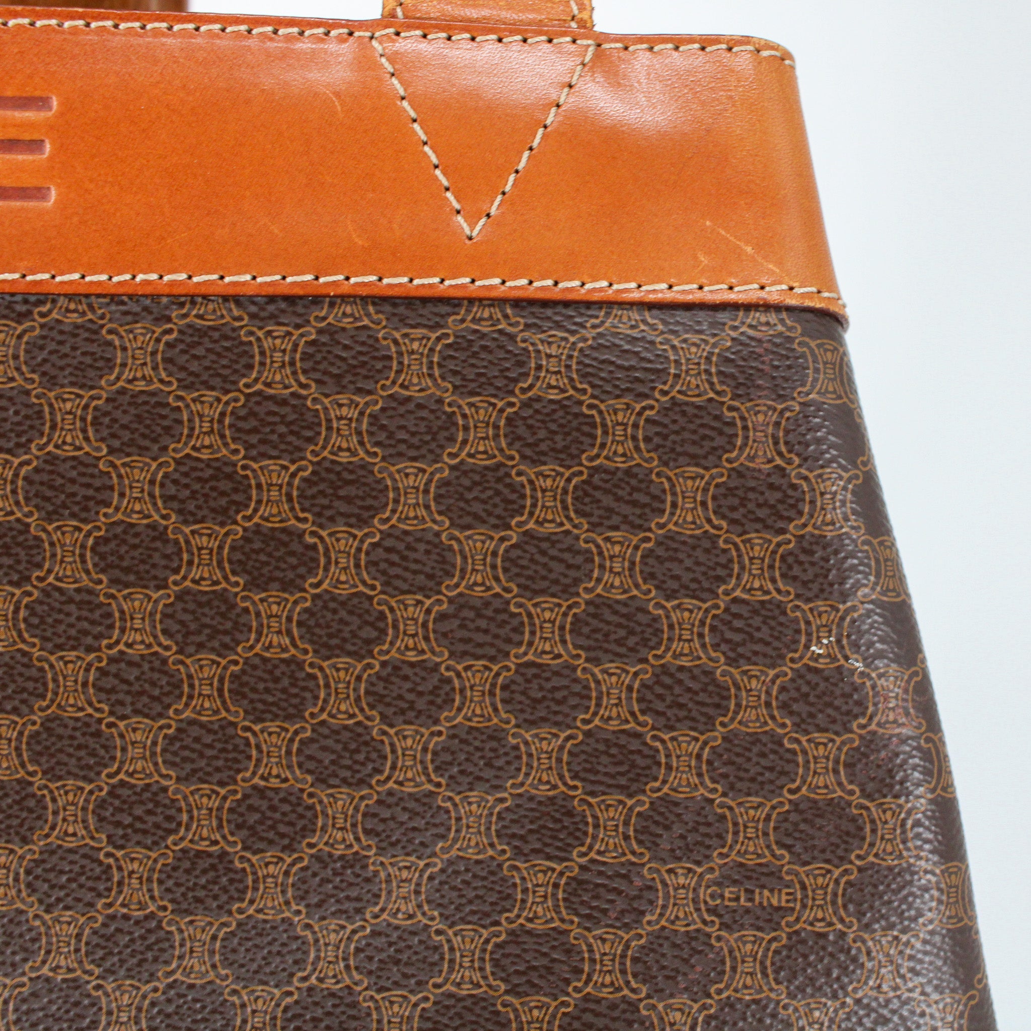 macadam c print and leather trim detail