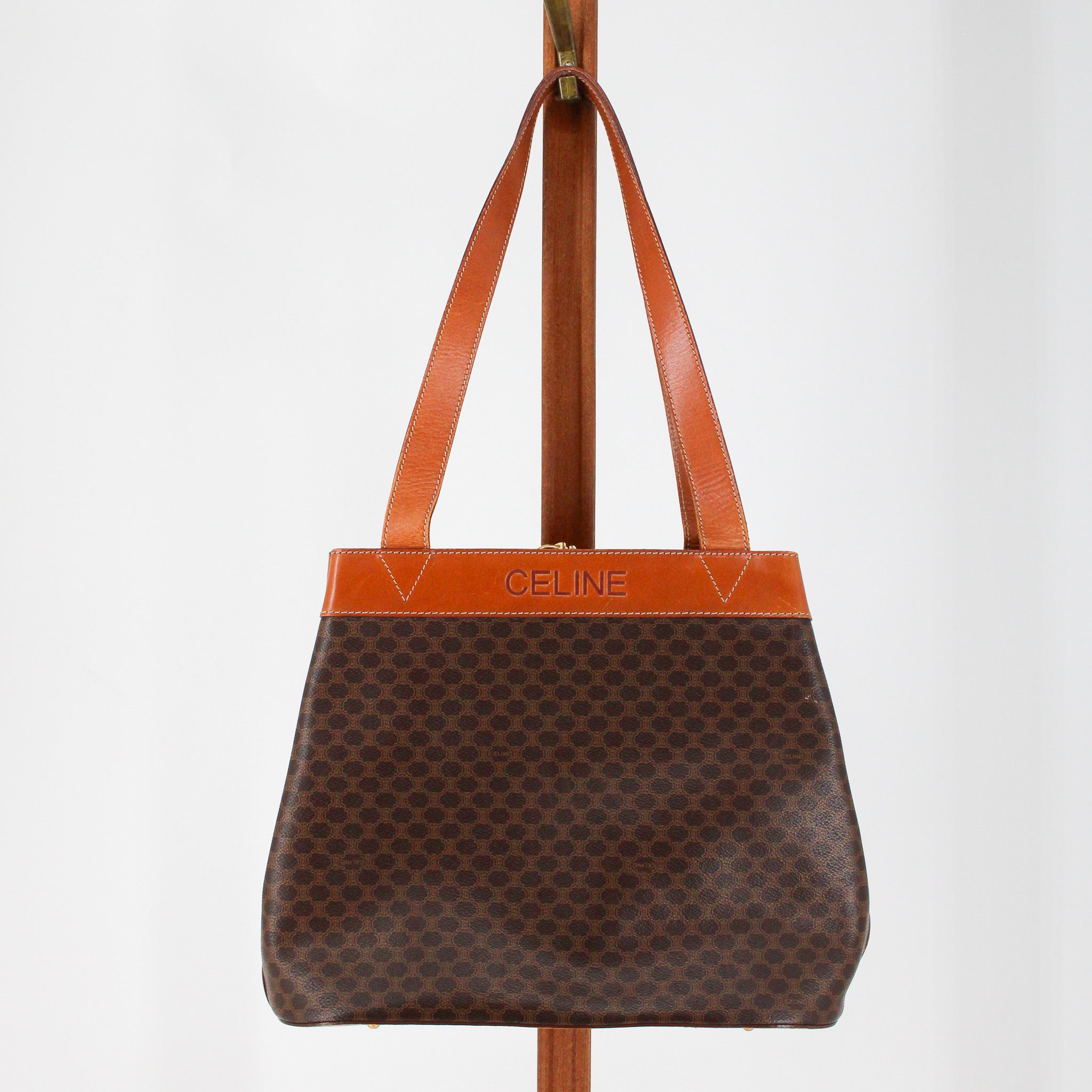 vintage celine macadam coated canvas tote, front