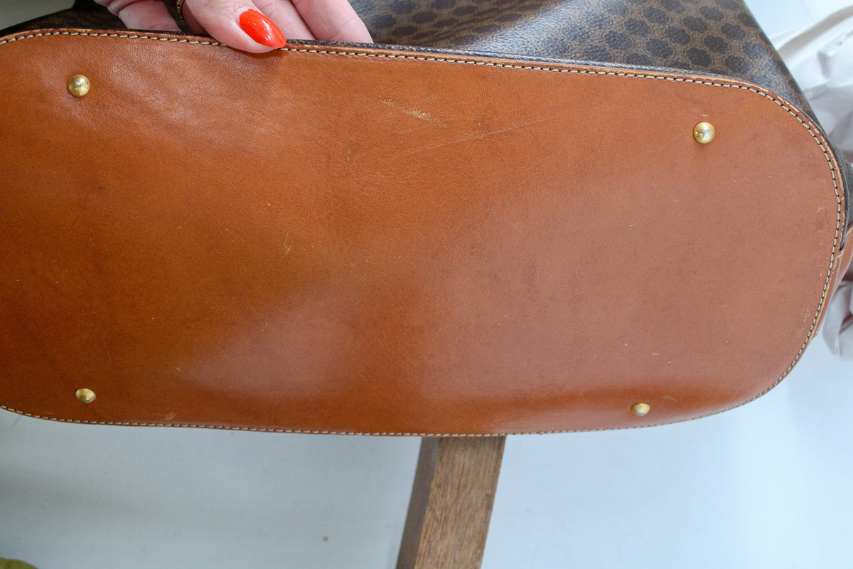 leather base showing scratches and scuffs