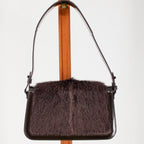 y2k celine fur flap patent leather shoulder bag, front