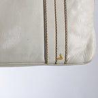 y2k gucci white leather shoulder bag - contrast topstitch flap