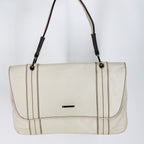 y2k gucci white leather shoulder bag - contrast topstitch flap