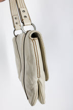 y2k gucci white leather shoulder bag - contrast topstitch flap