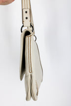 y2k gucci white leather shoulder bag - contrast topstitch flap