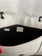 y2k gucci white leather shoulder bag - contrast topstitch flap