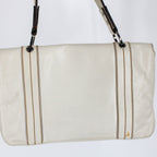 y2k gucci white leather shoulder bag - contrast topstitch flap