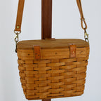longaberger 1998 handwoven basket crossbody purse, front