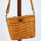 front with brass turn-lock closure