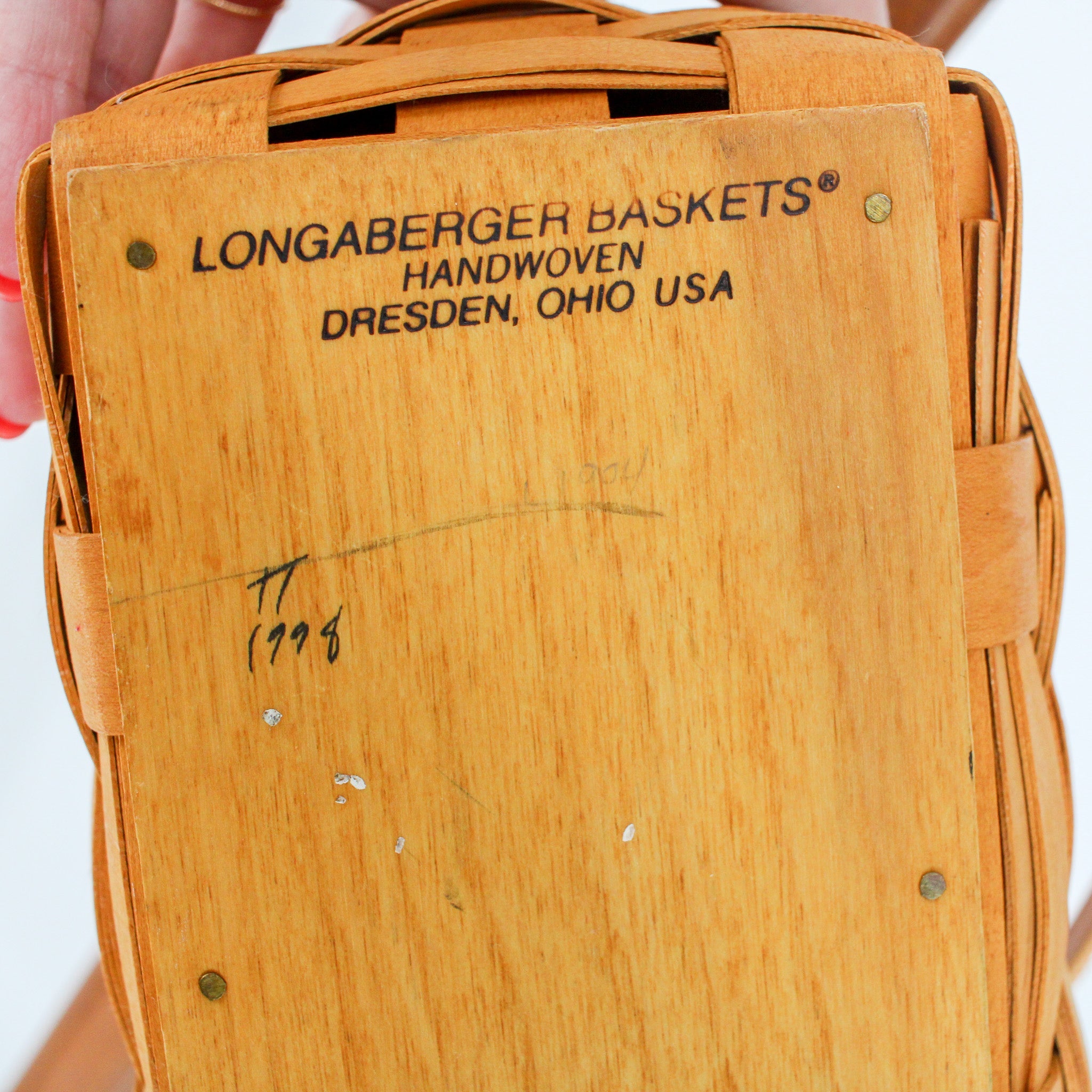 longaberger baskets handwoven dresden ohio usa base stamp dated 1998