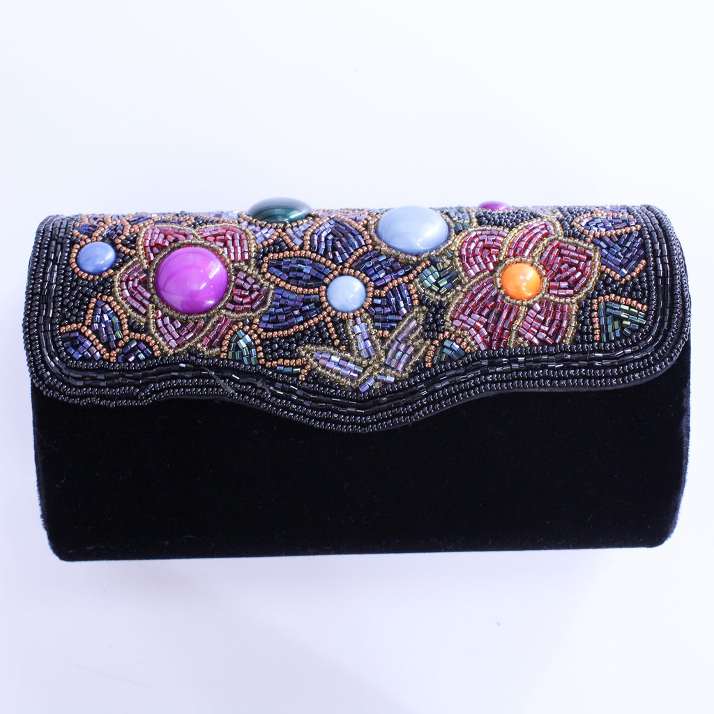1990s la regale beaded velvet evening bag, front