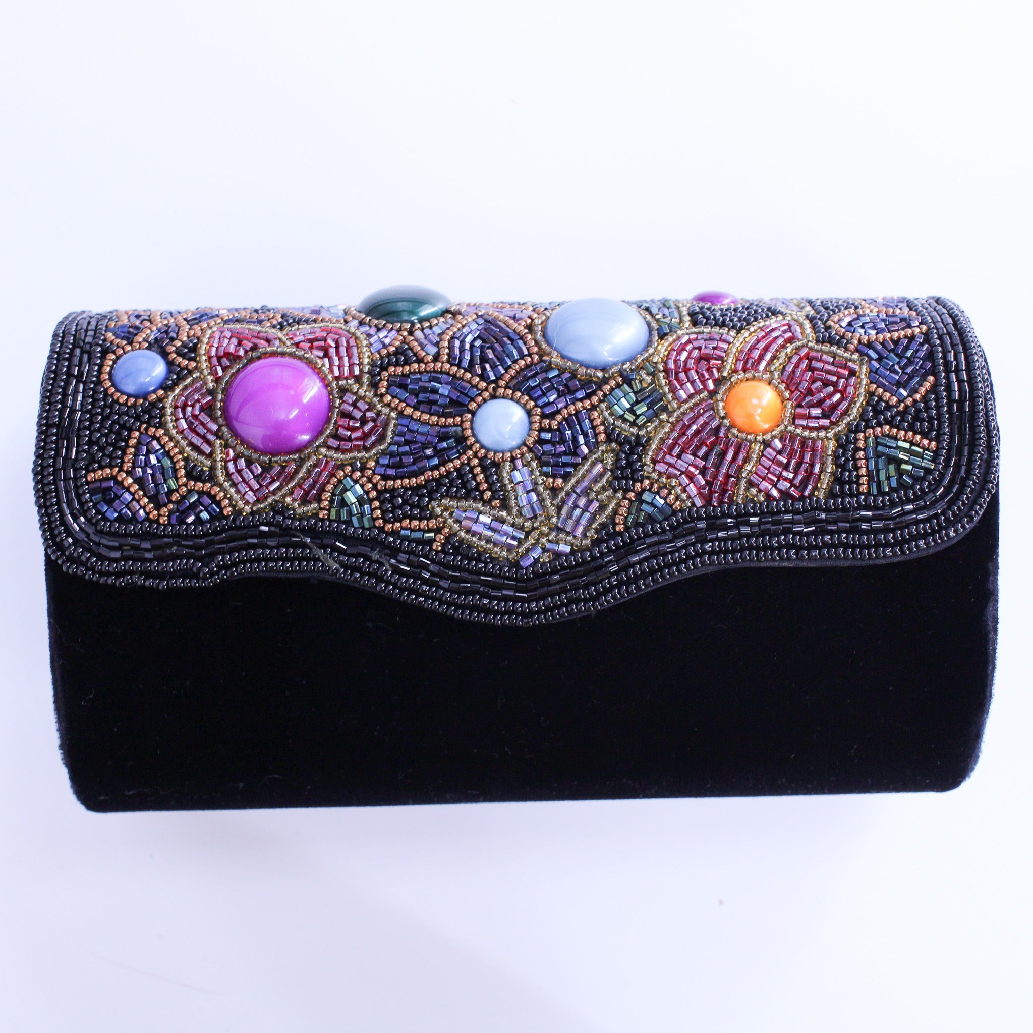 1990s la regale beaded velvet evening bag, front