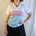 Close-up of care tags with spots