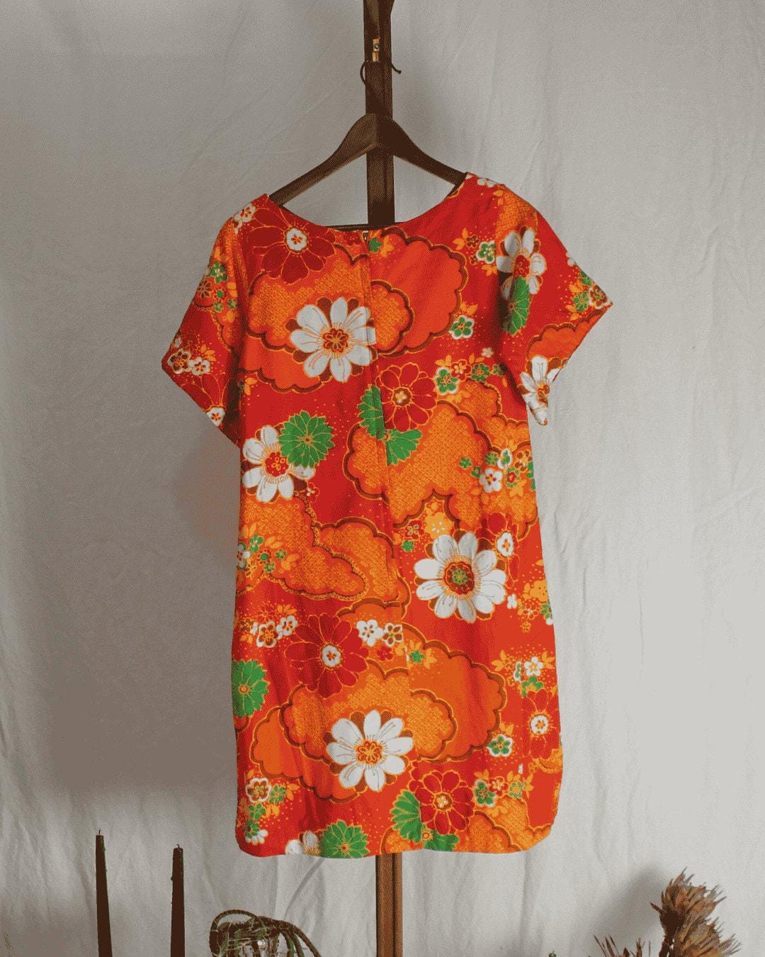 60s floral mod cotton shift dress