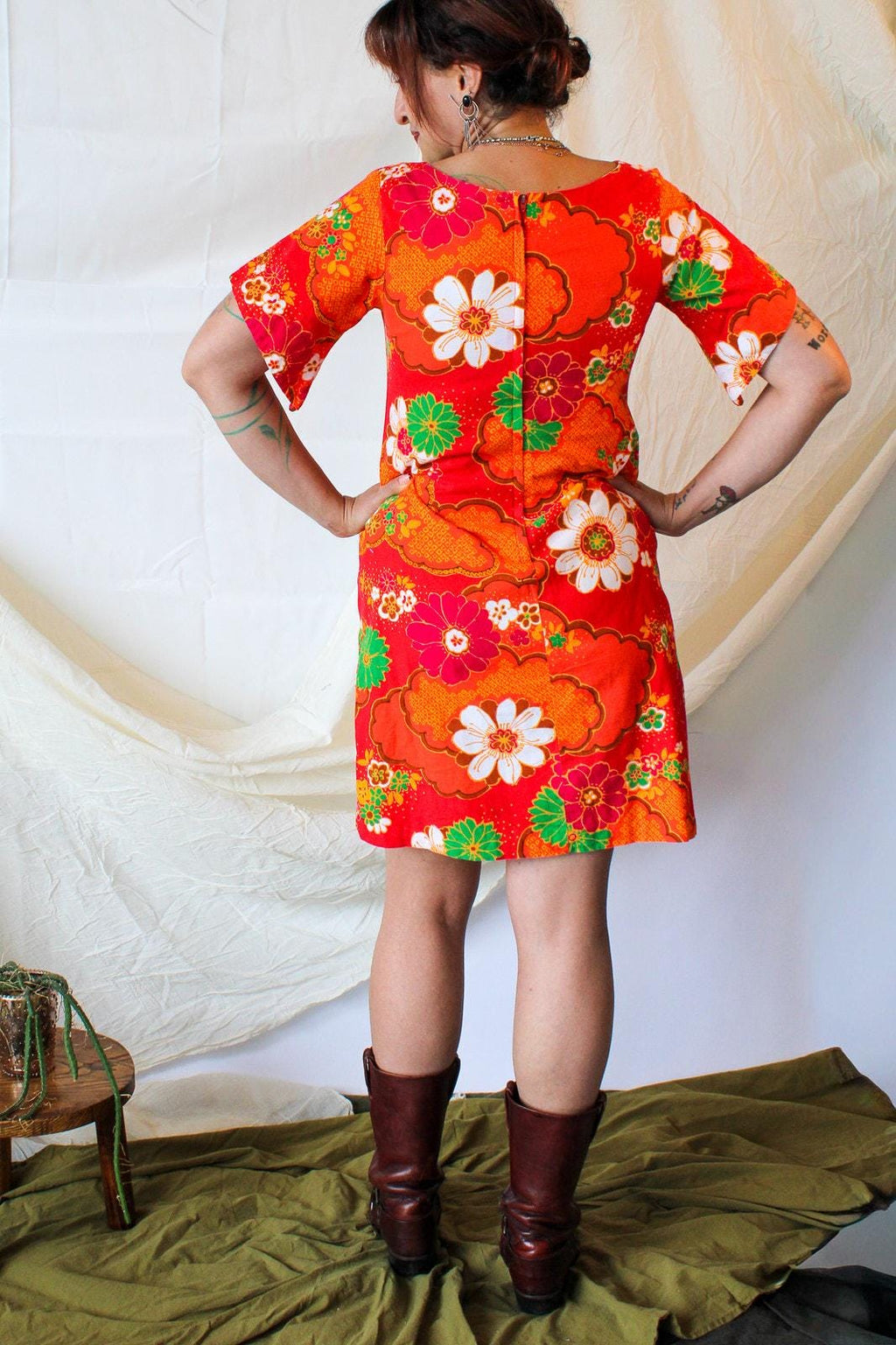 60s floral mod cotton shift dress