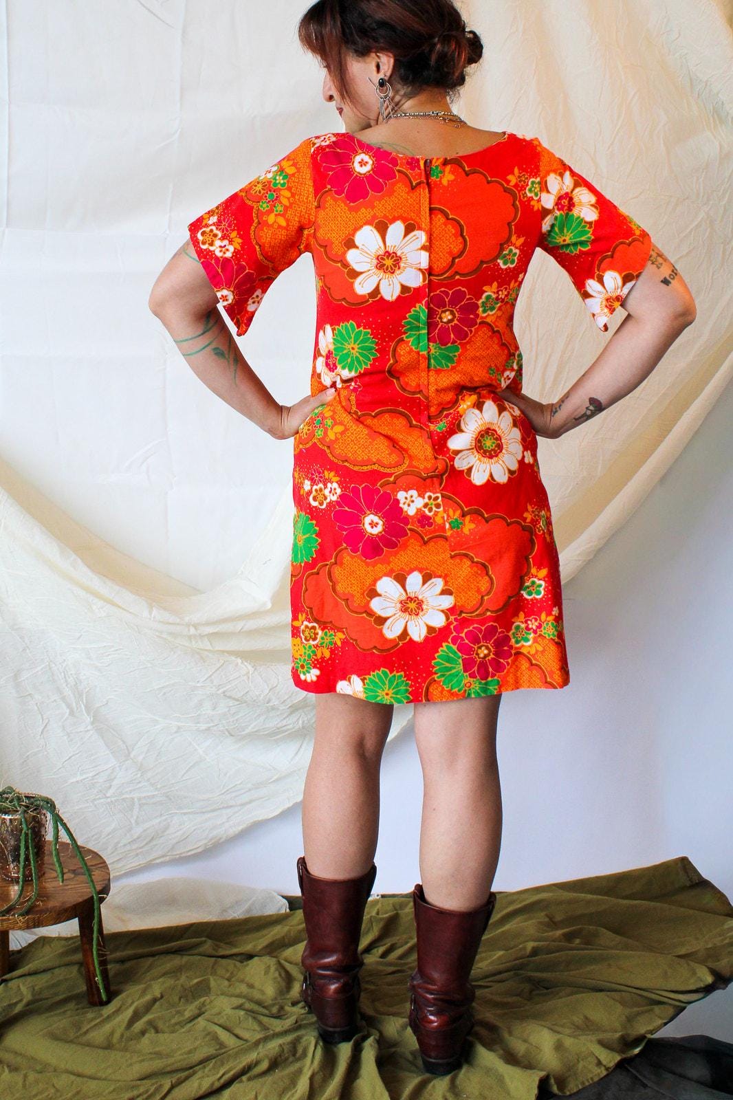 60s floral mod cotton shift dress