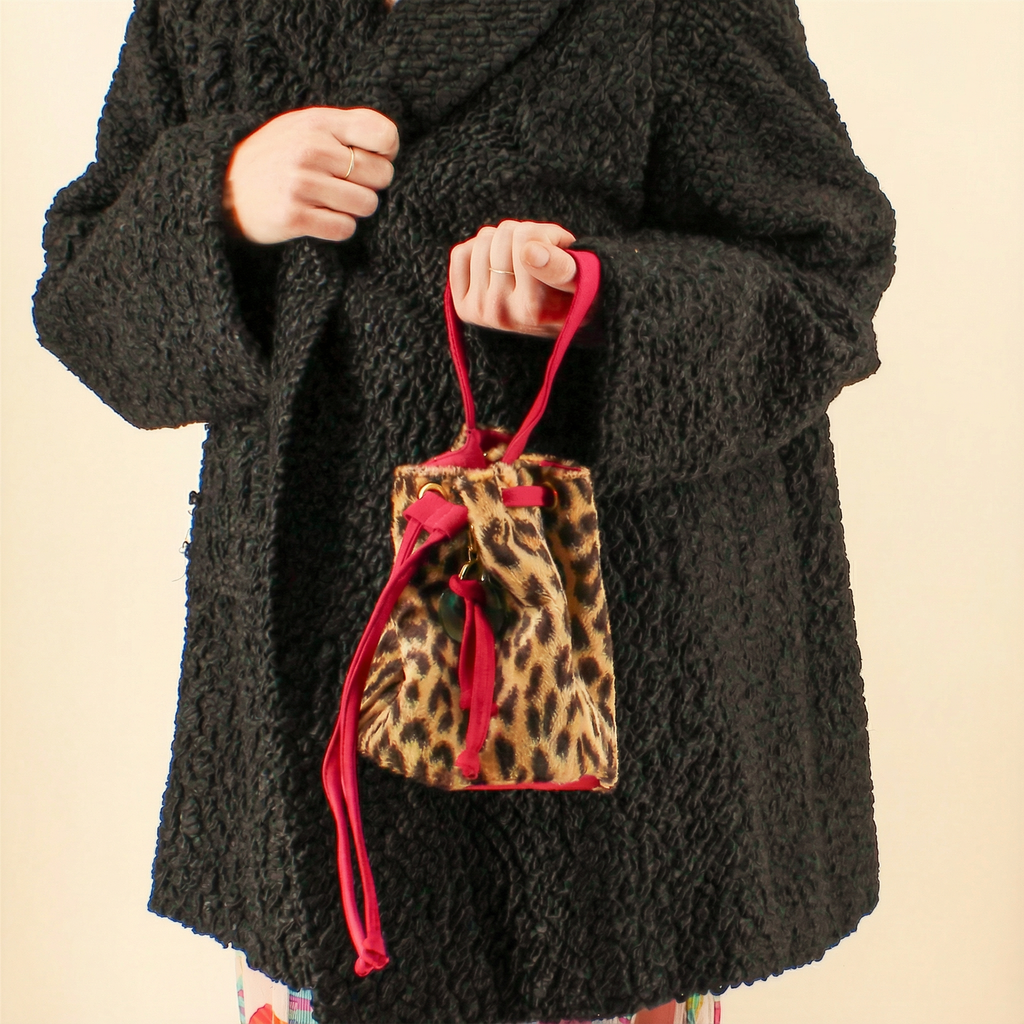lulu mini bucket bag - 60s faux cheetah fur